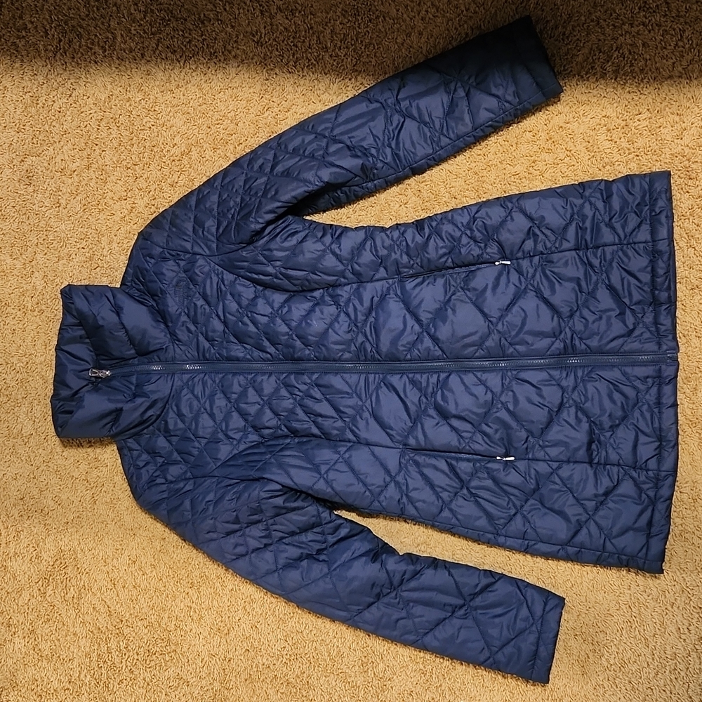 Northface navy blue quilted jacket